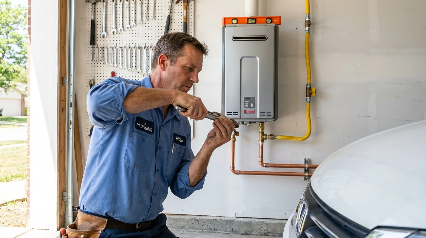 Tankless water heater installation by a Johns Plumbing LLC plumber in Chapel Hill